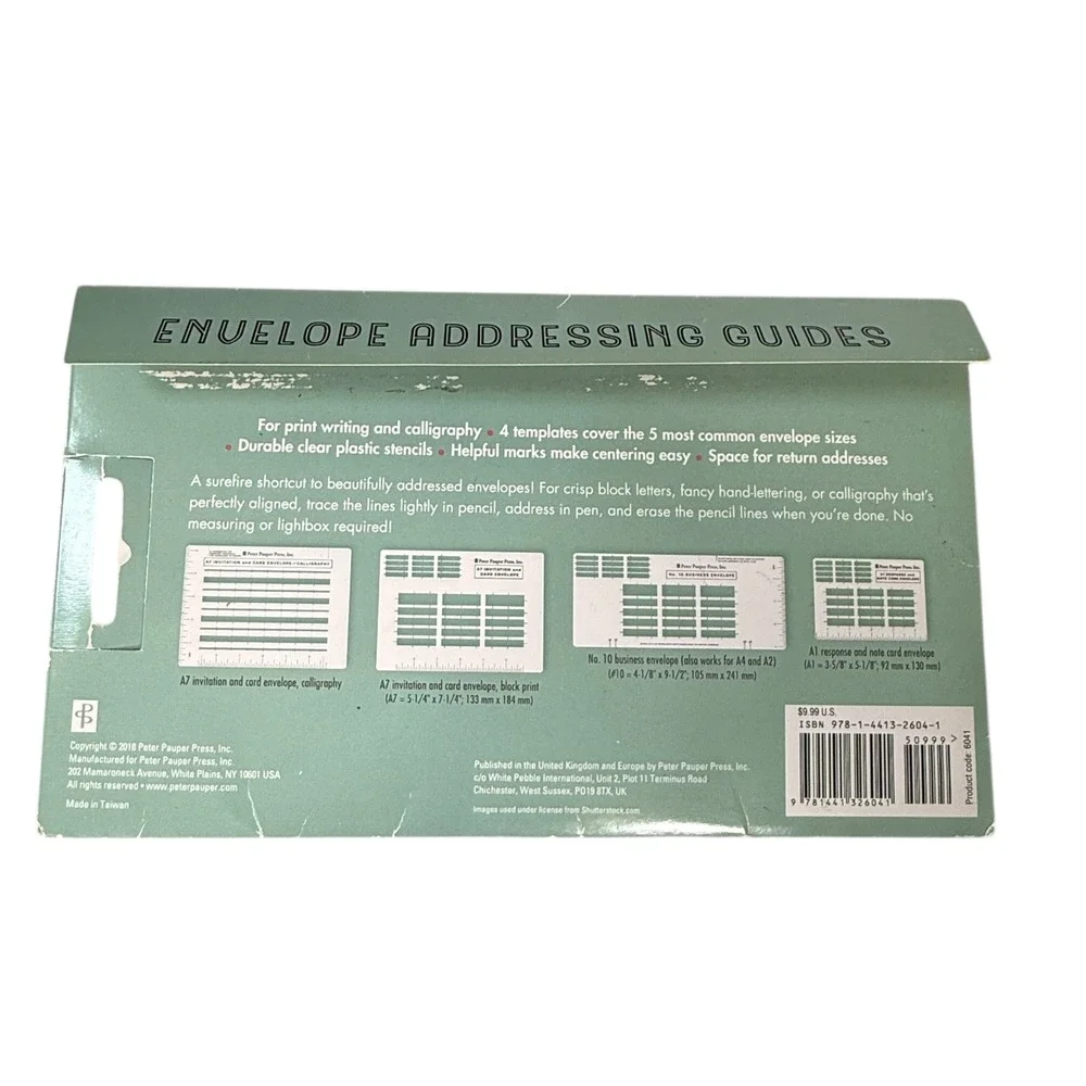 Peter Pauper Press Envelope Addressing Guides 4‎ Clear Plastic Stencils 6041